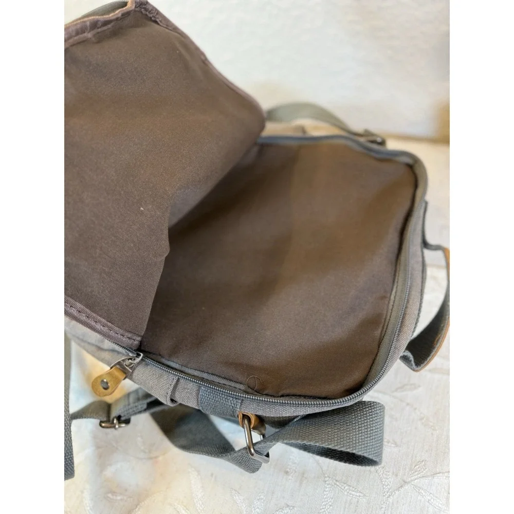 PLAMBAG Messenger Bag Travel Satchel Gray Canvas Shoulder Crossbody.‎ Unisex.